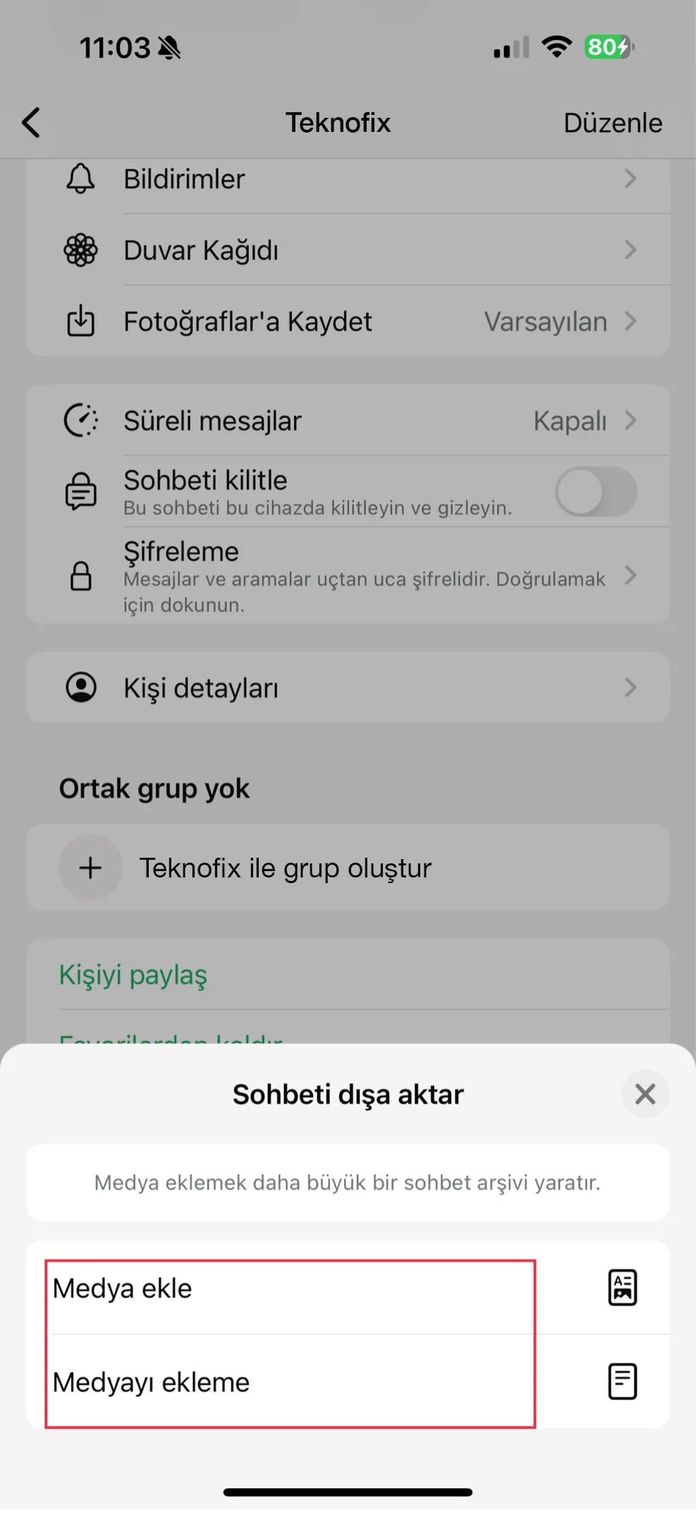 whatsapp sohbeti dışarı aktarma