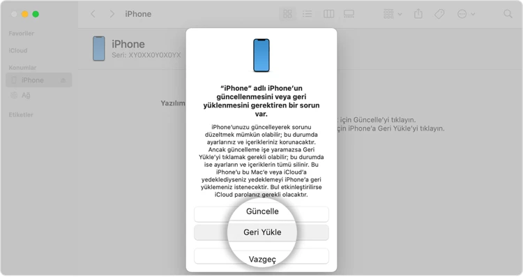 iphone ekran kilidi sıfırlama