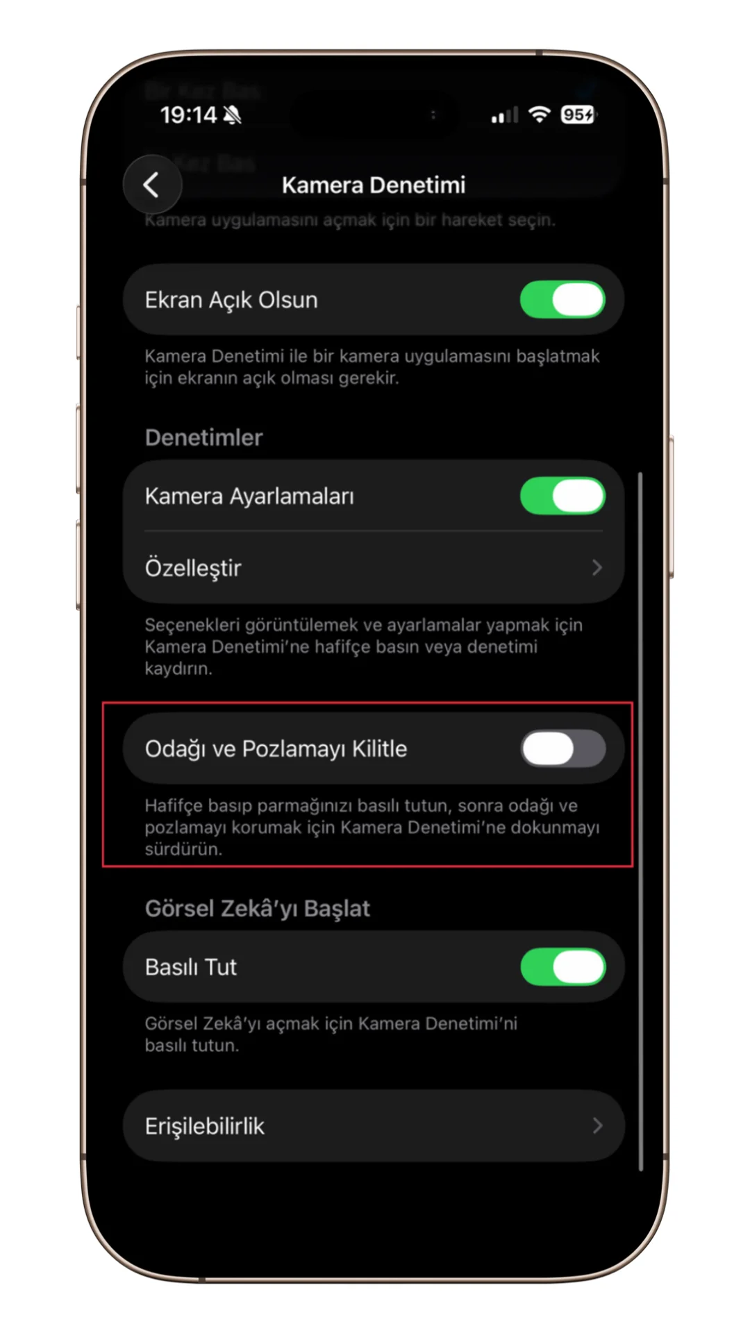 odak ve pozlama kilitleme