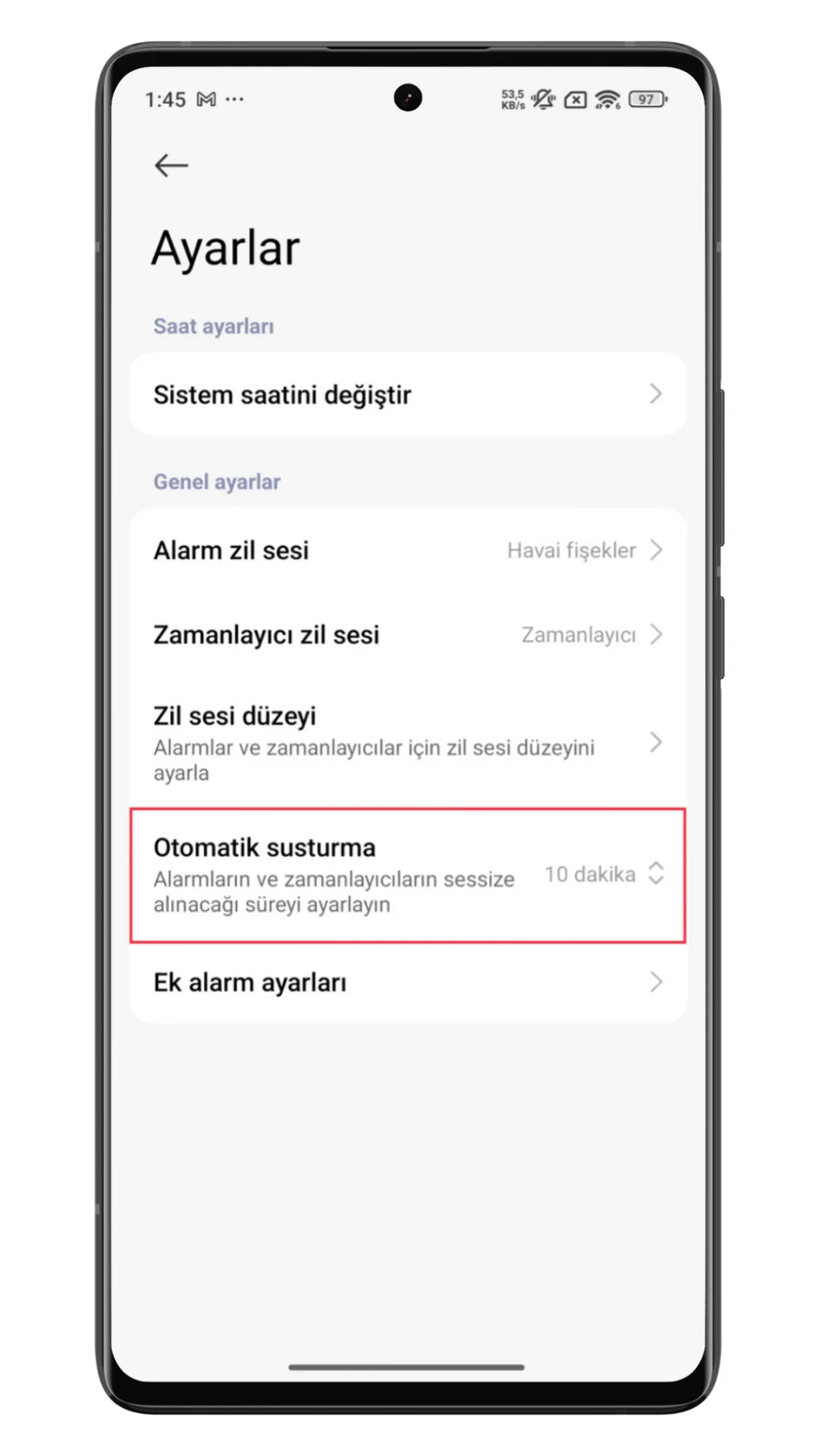 otomatik alarm susturma