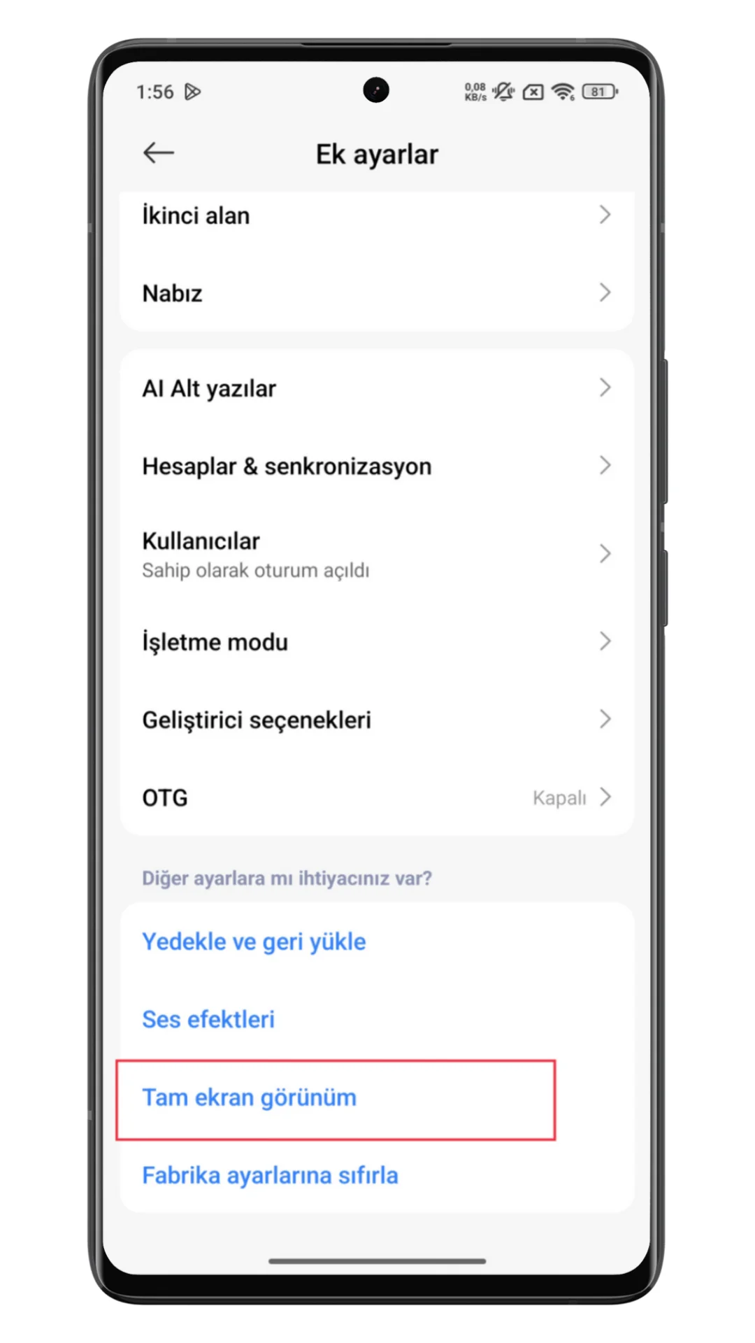 xiaomi tam ekran görünüm