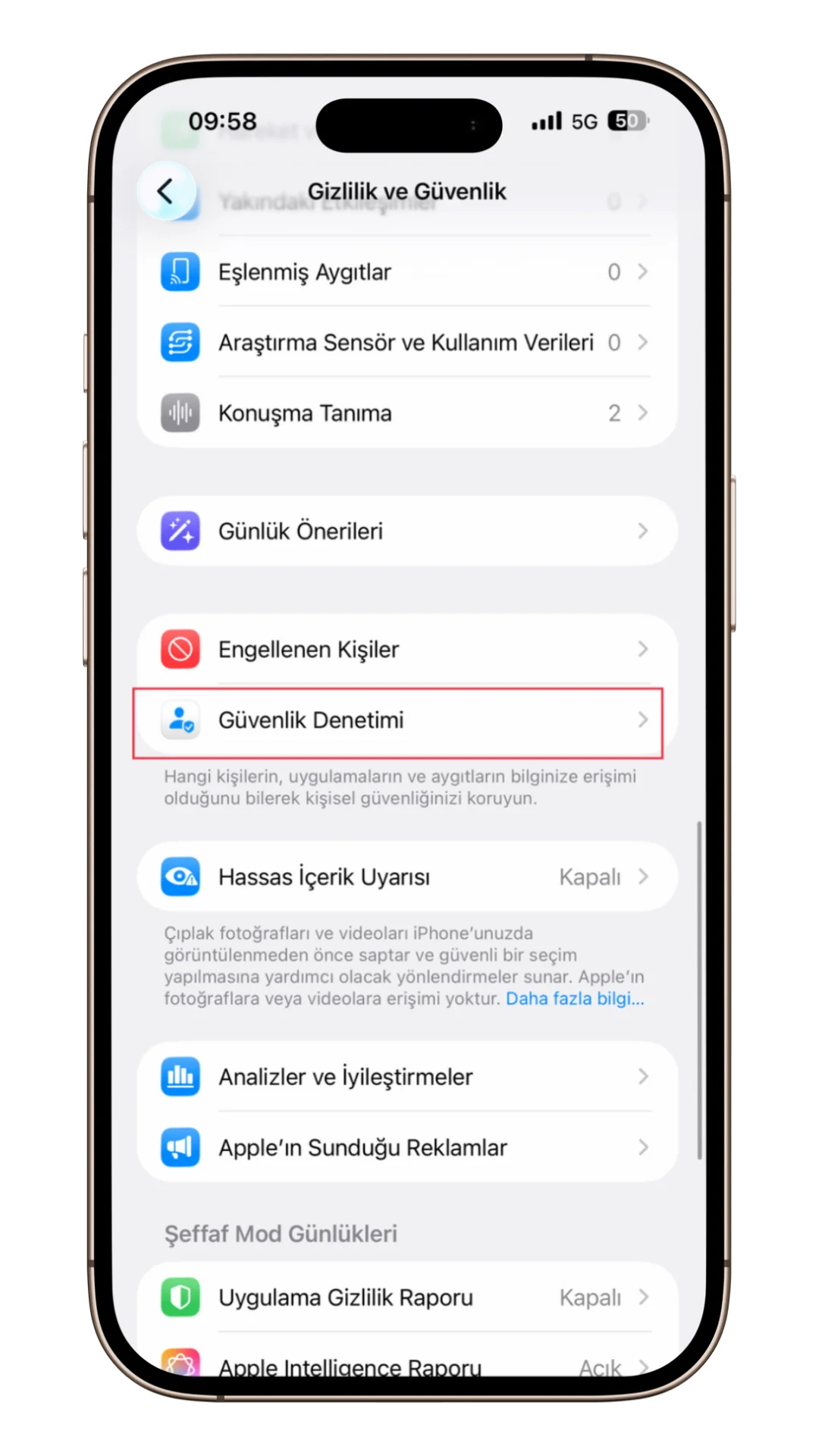 iphone güvenlik denetimi iphone güvenlik denetimi