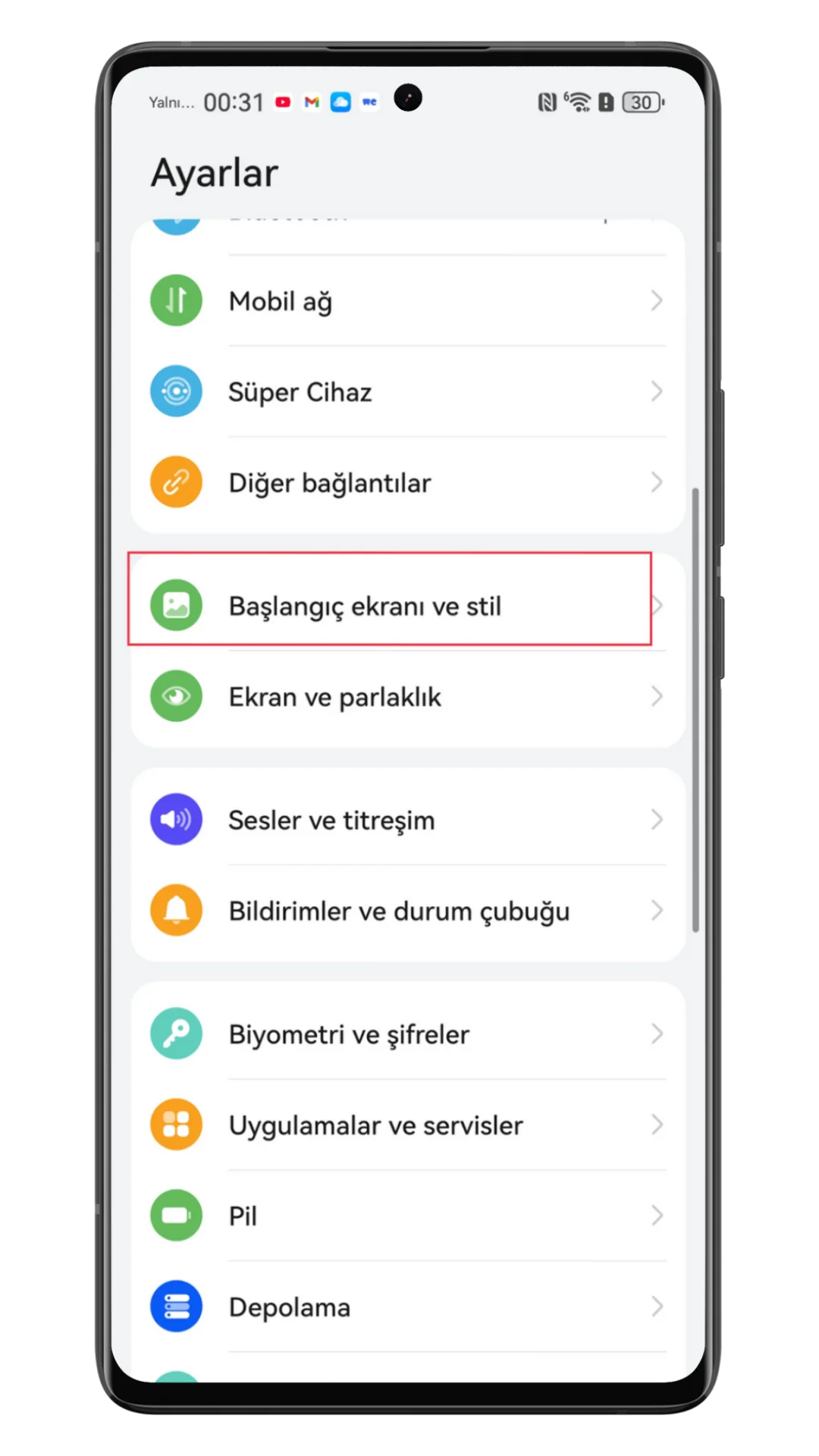 huawei simge değiştirme