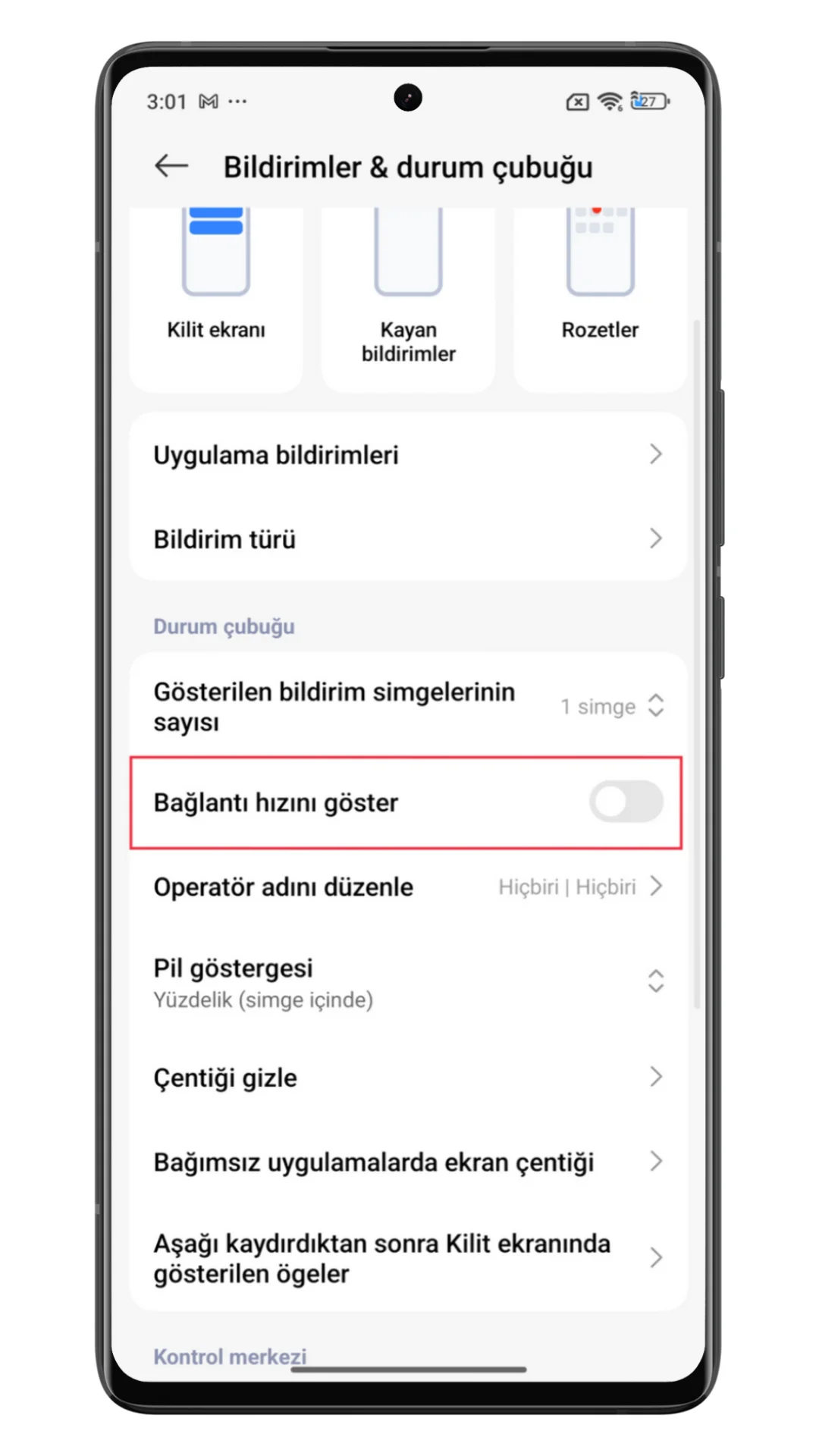 bağlantı hızını göster