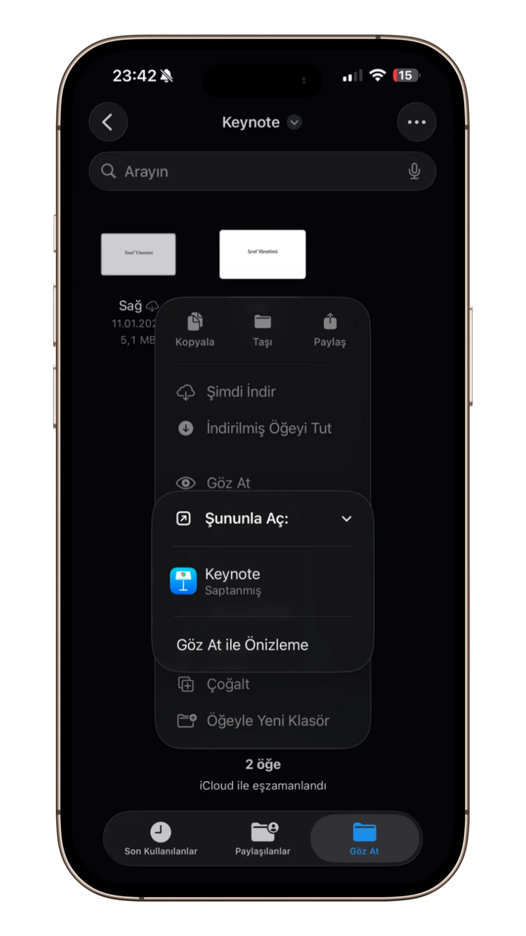 iphone dosyayı birlikte aç