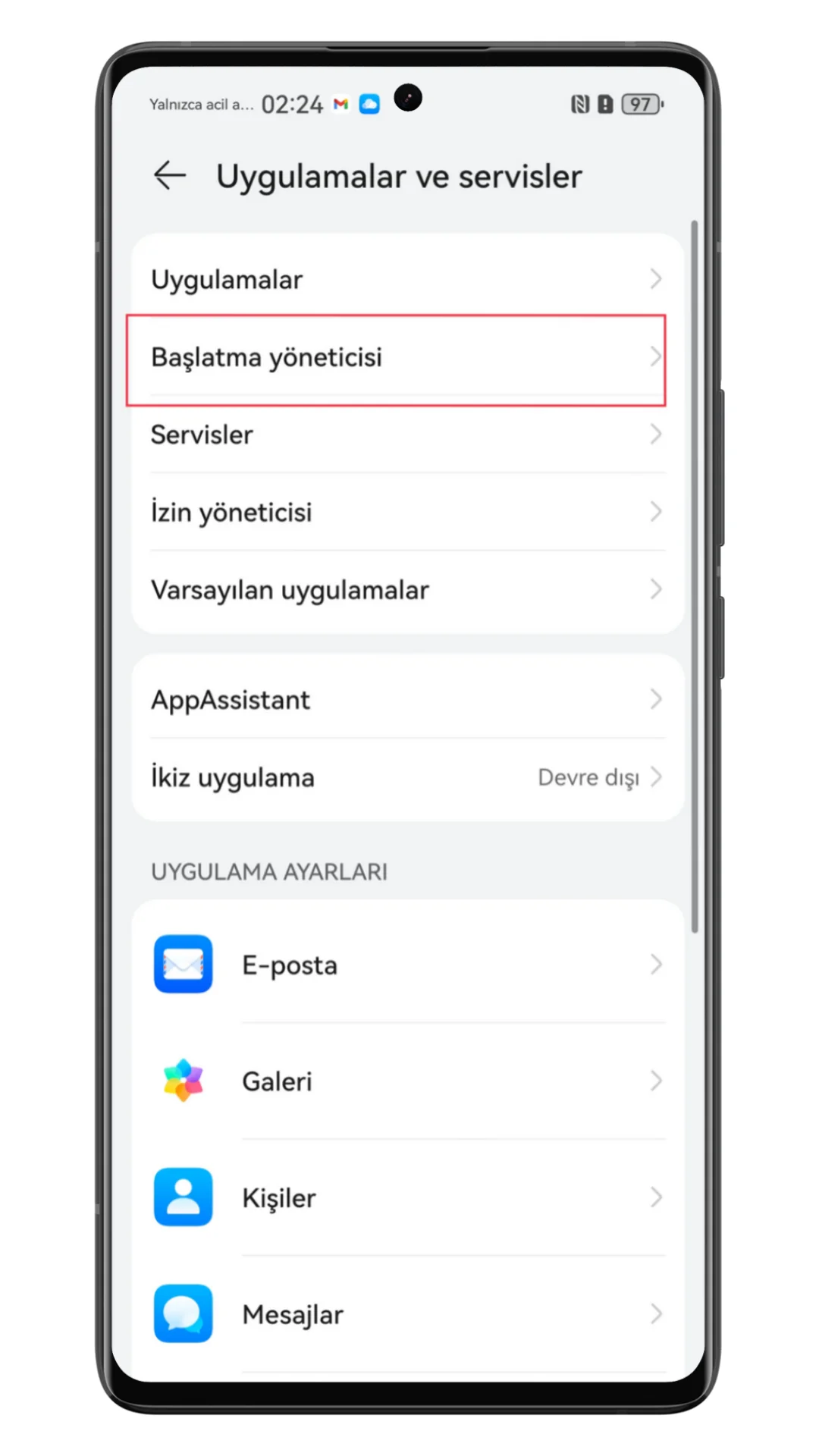 huawei otomatik başlatılan uygulamalar