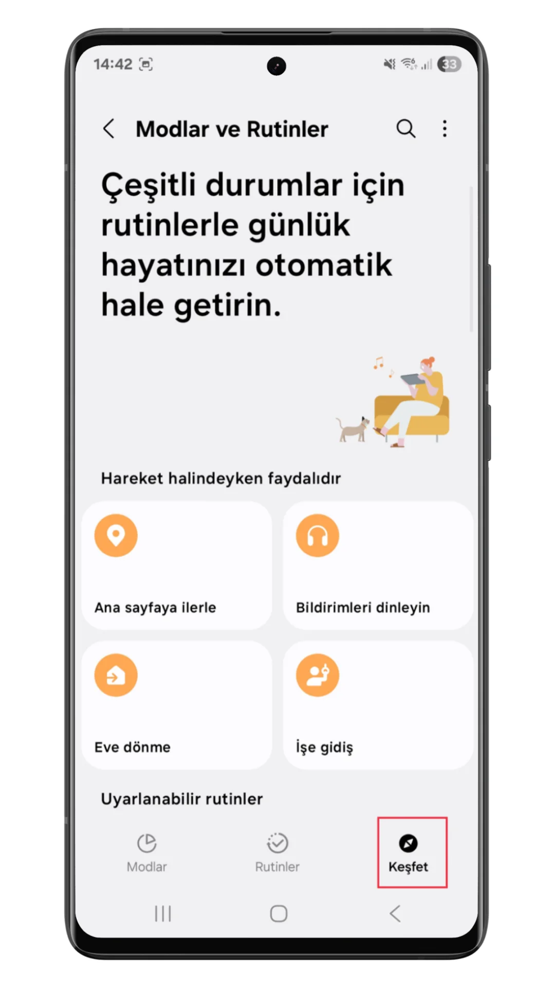 samsung otomatik modlar ve rutinler