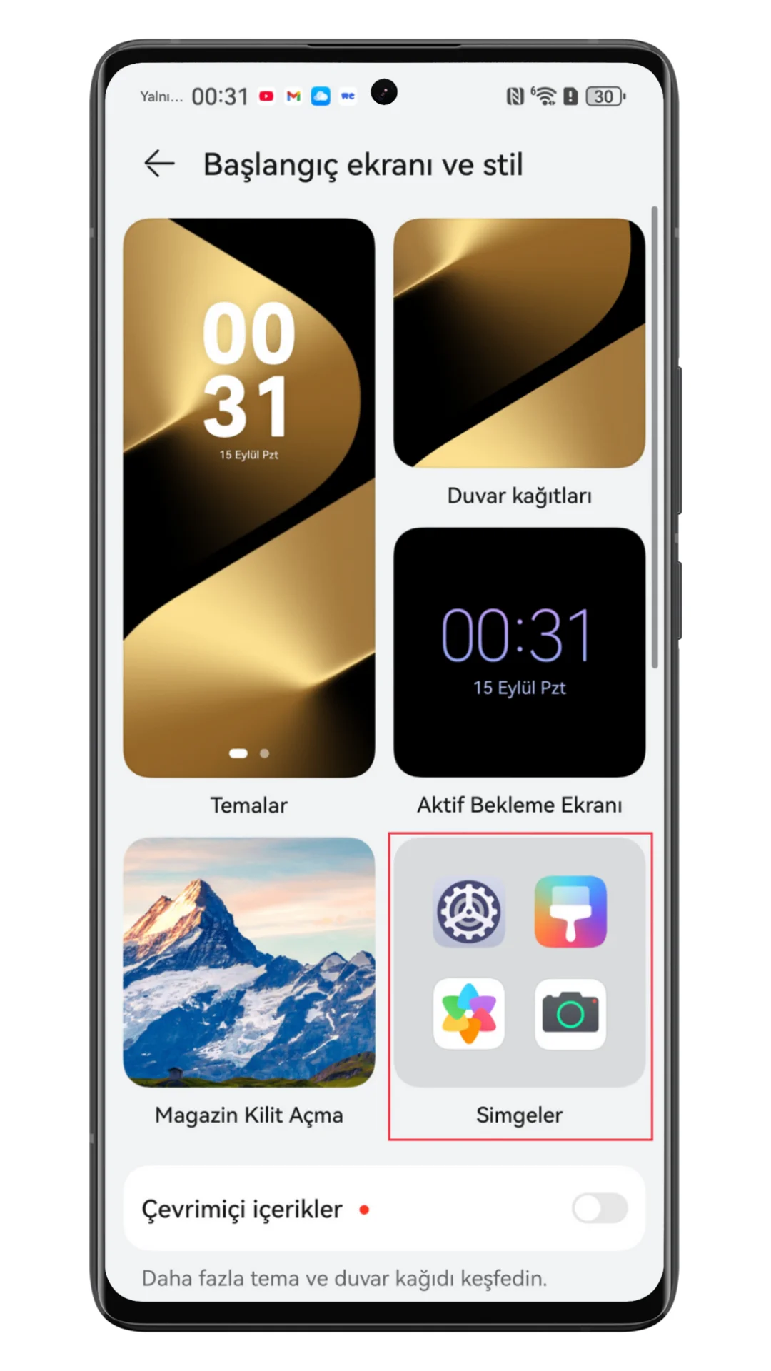 huawei simge değiştirme