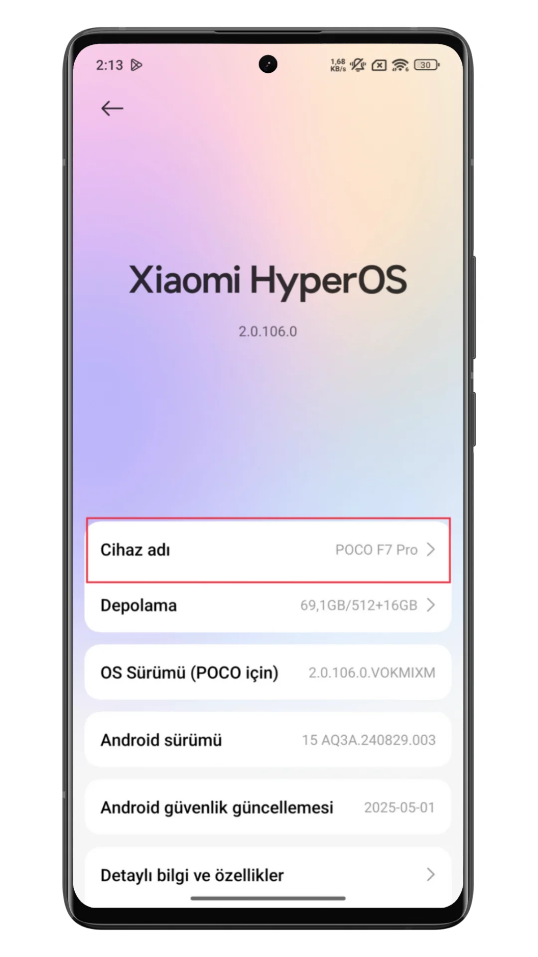 xiaomi cihaz adı değiştirme