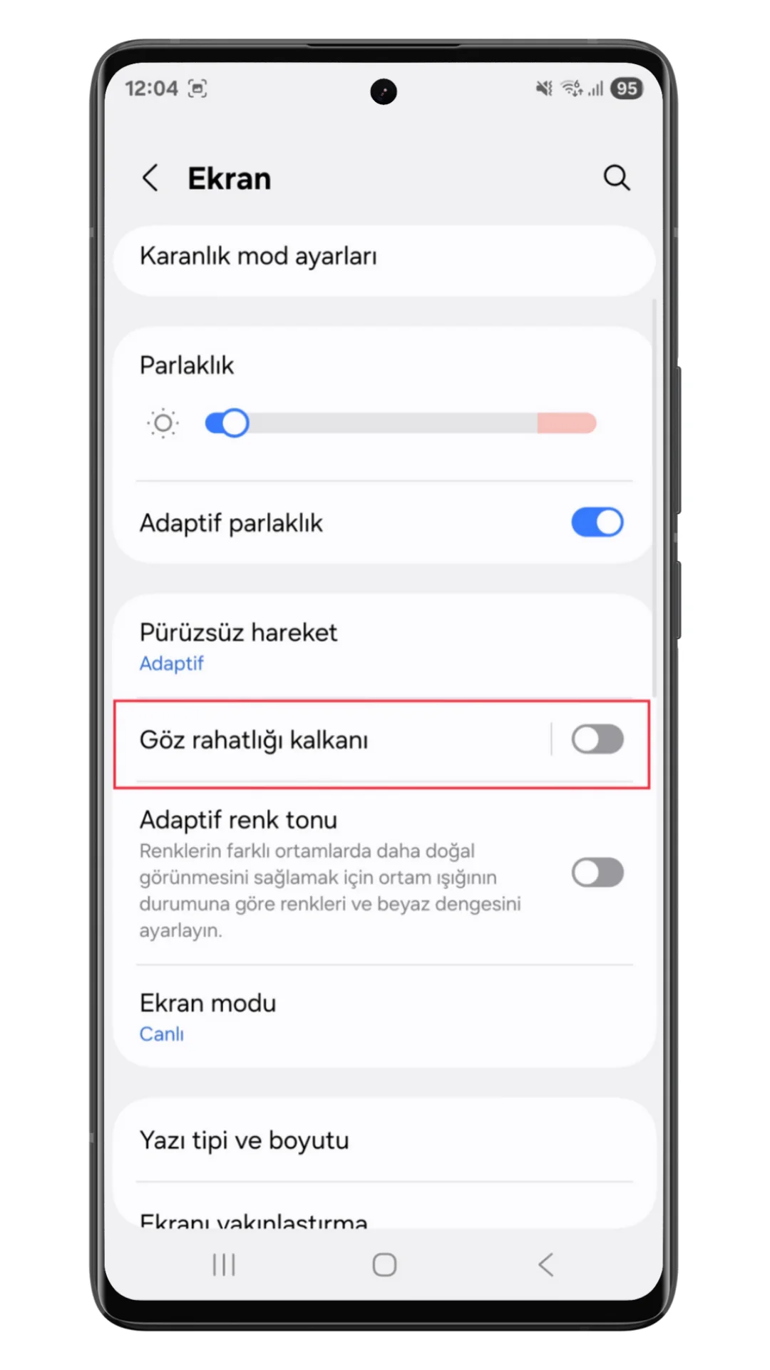 göz rahatlığı kalkanı
