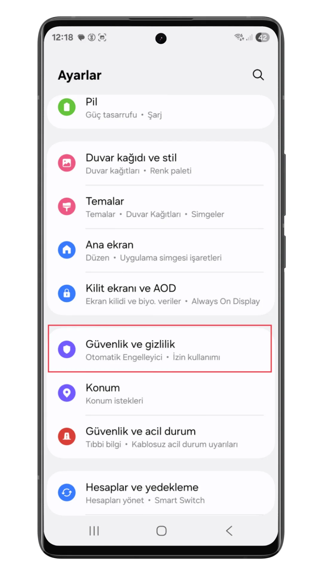 samsung virüs tarama
