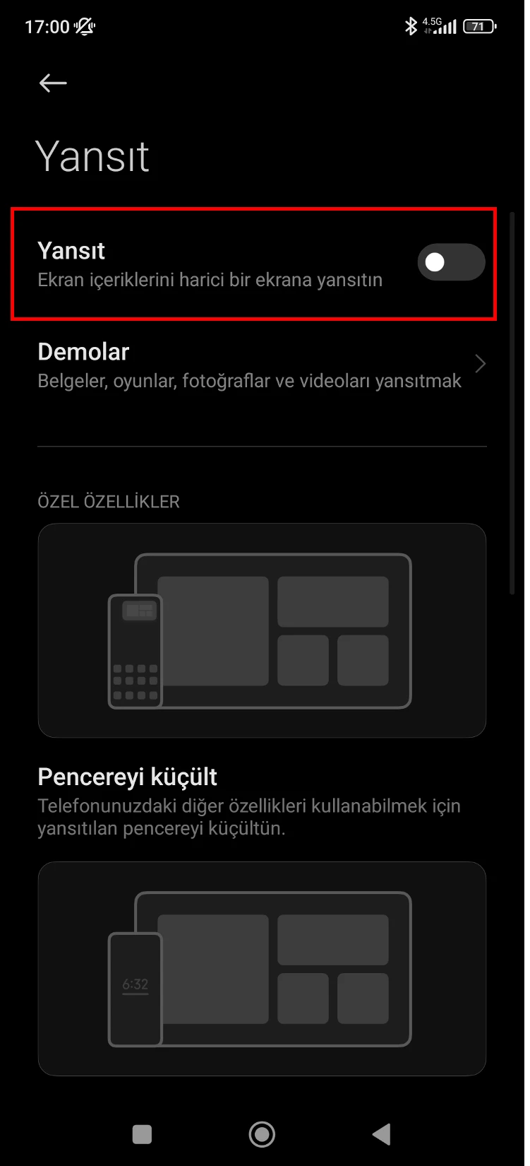 xiaomi ekran yansıtma