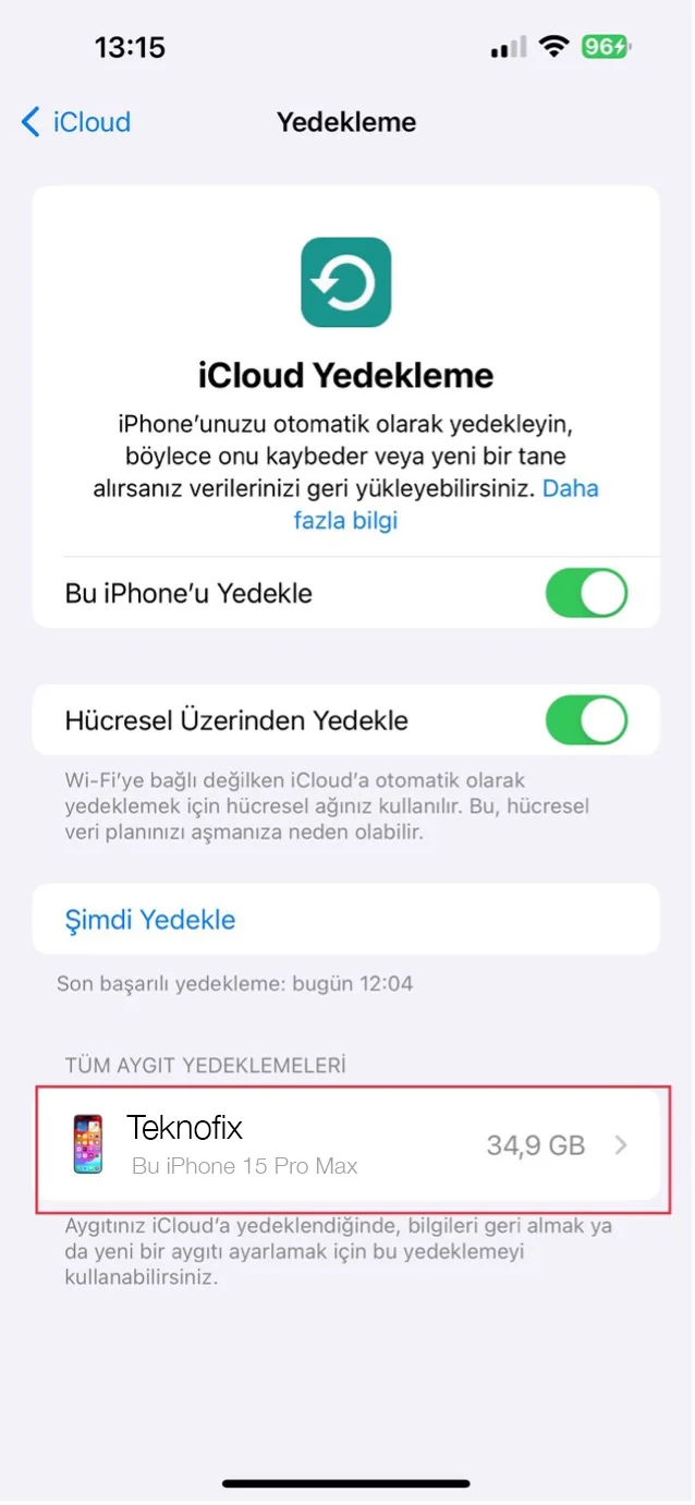 icloud yedek silme