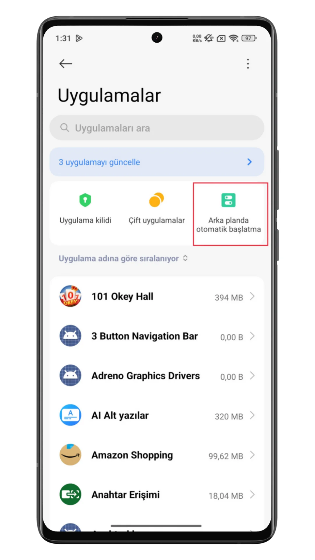 arkaplanda otomatik uygulama yenileme