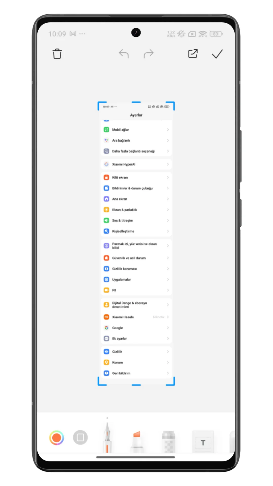 Xiaomi Tüm Sayfanın Ekran Resmini Alma