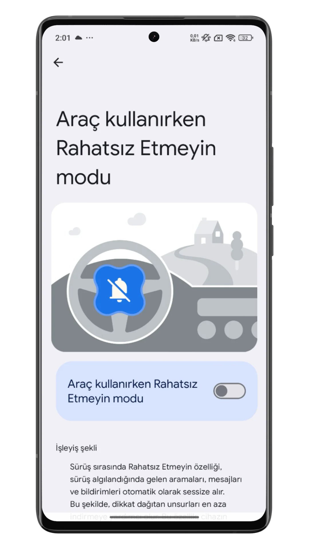araç kullanırken rahatsız etme modu