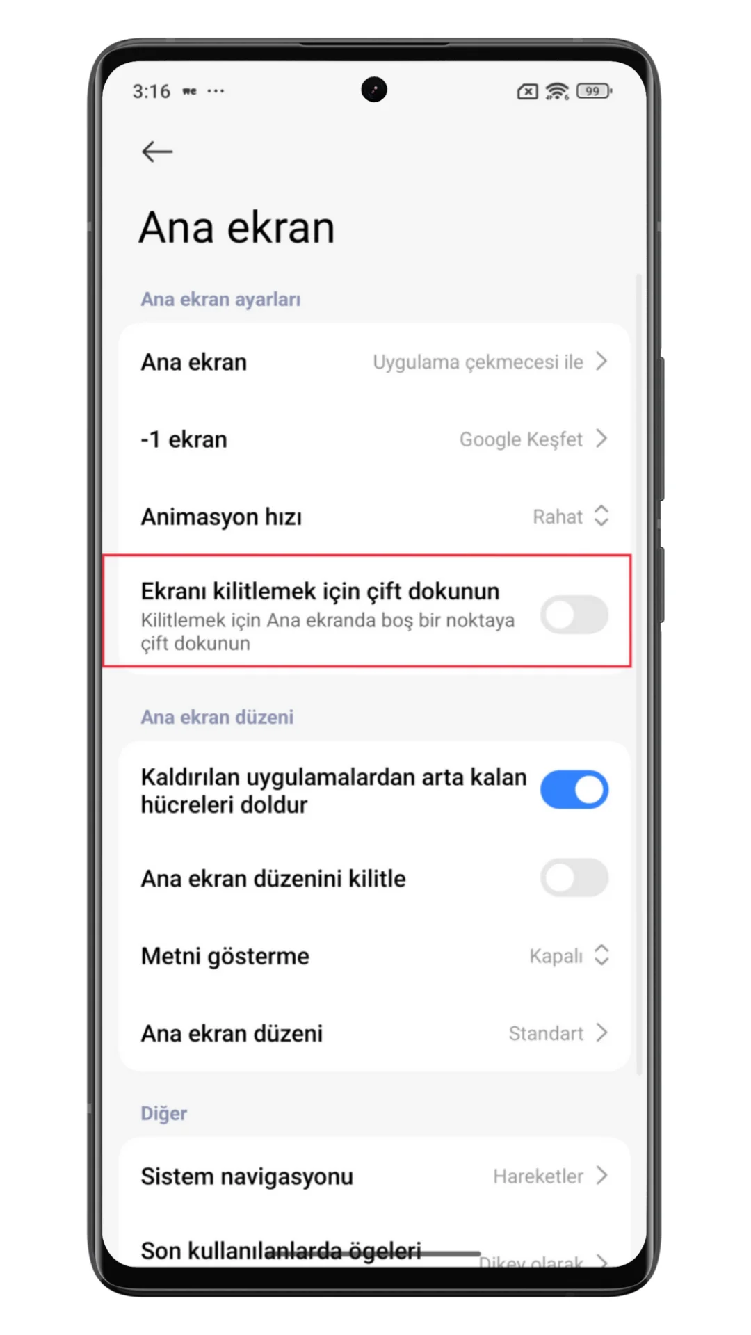 xiaomi ekranı kilitlemek için çift dokun