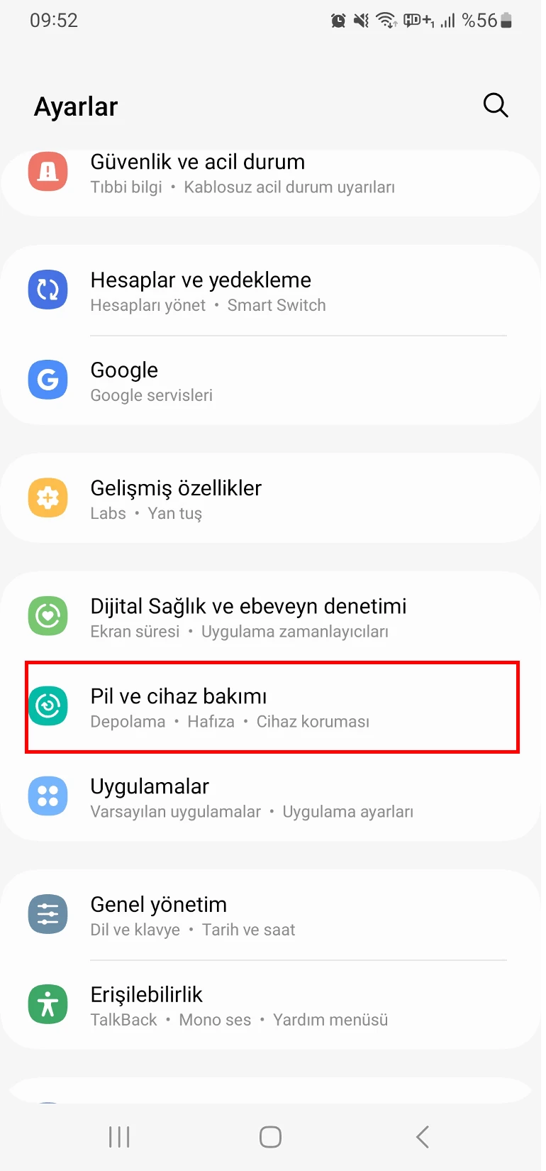 samsung uyku modu