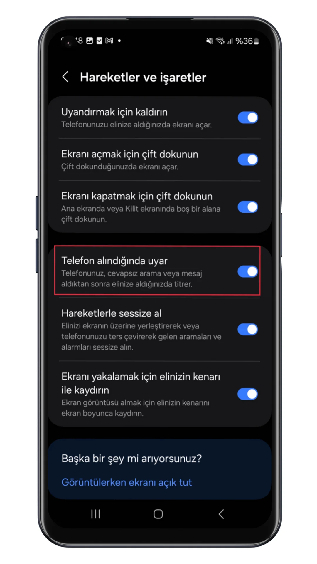 telefon alındığında uyar