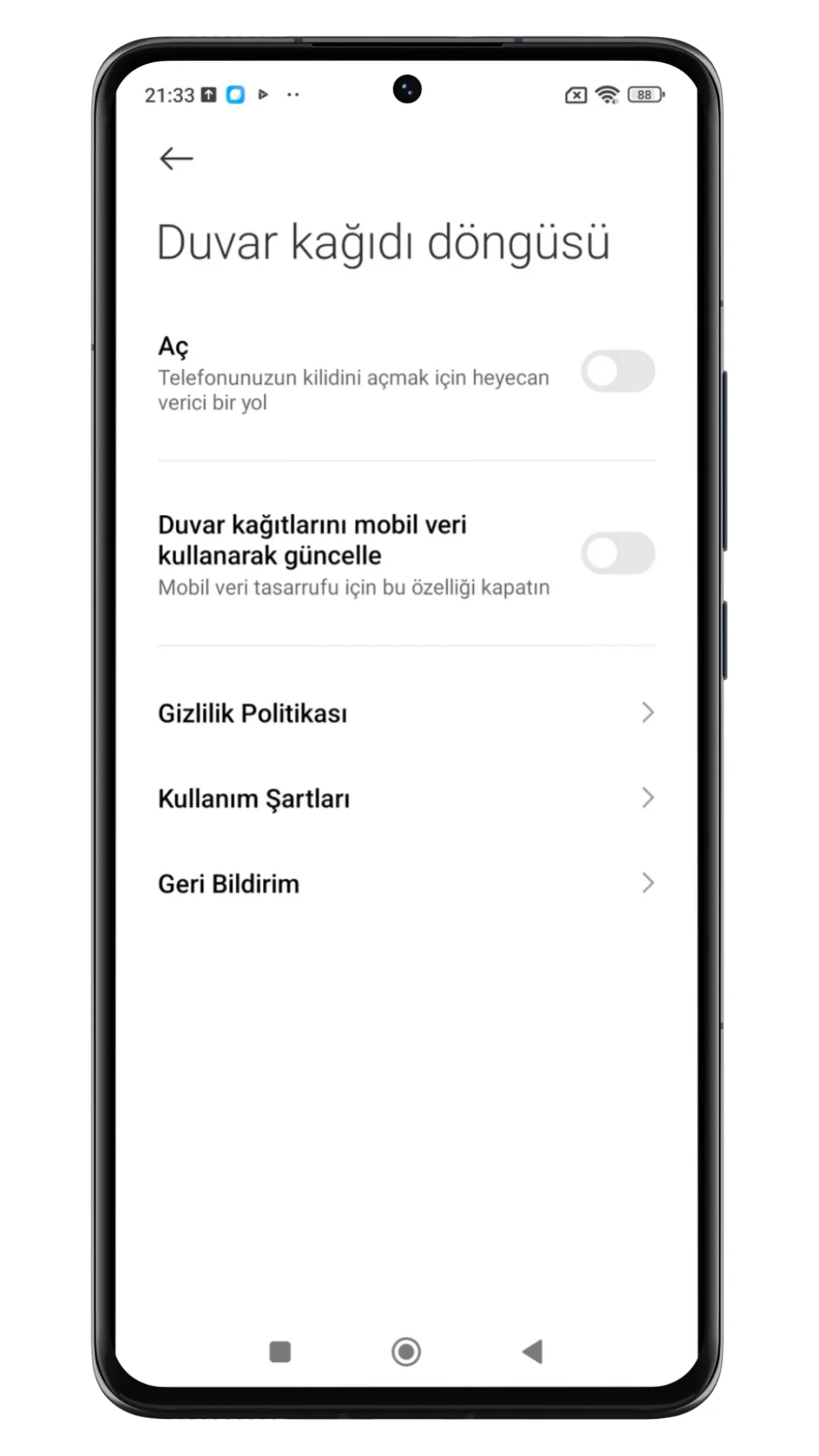 xiaomi ekran ayarı