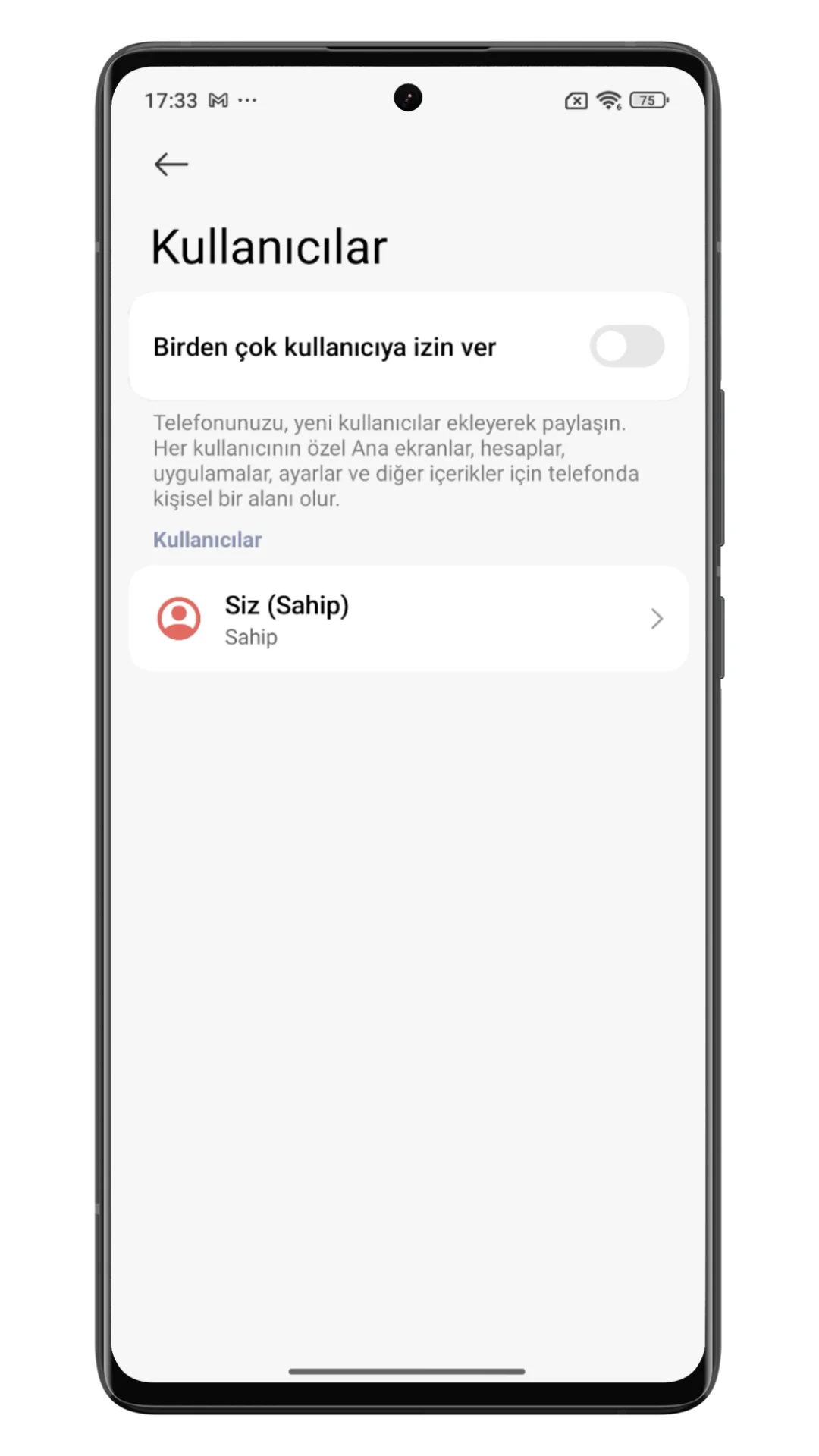 xiaomi farklı kullanıcı ekleme
