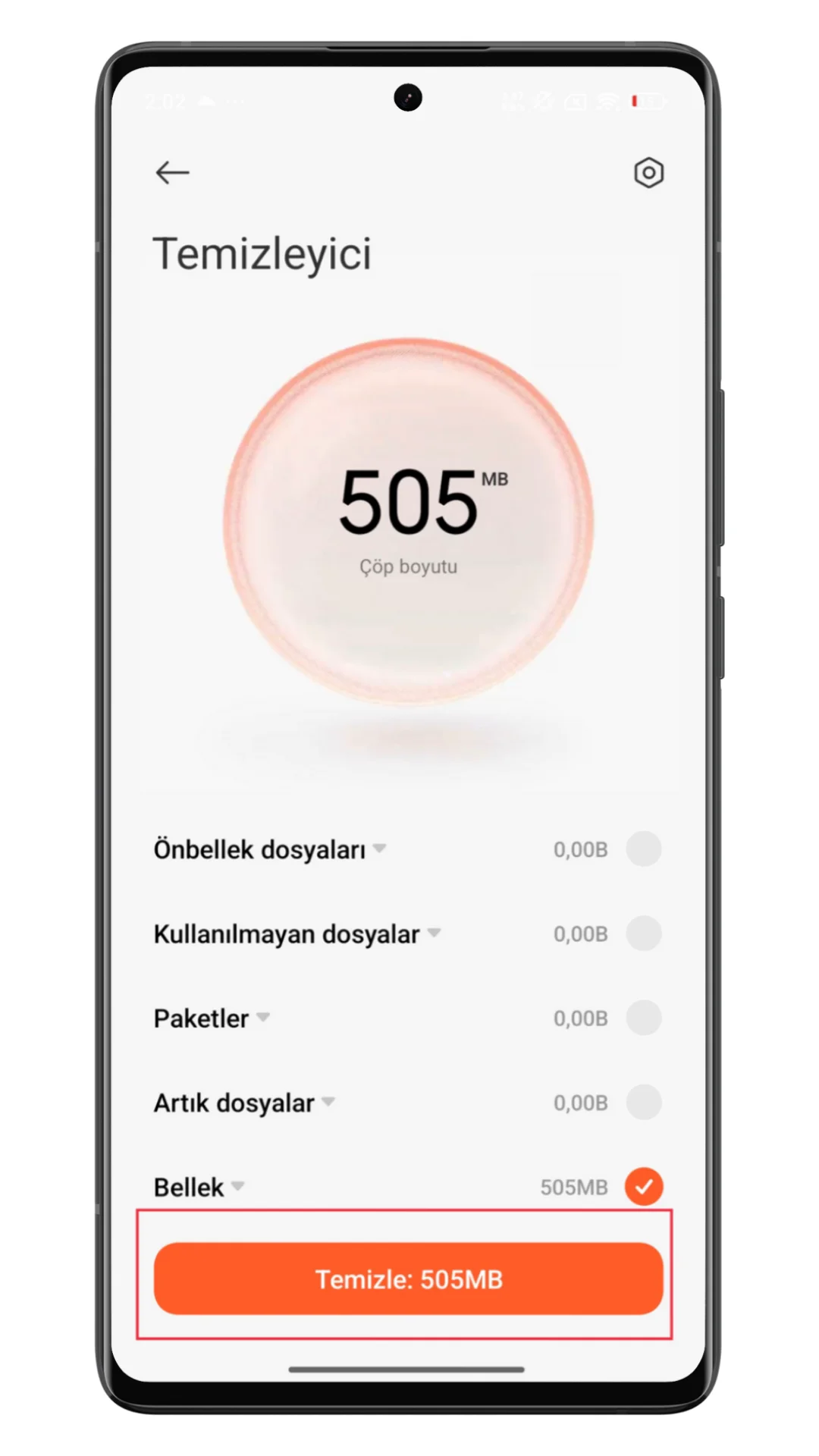 xiaomi bellek temizliği