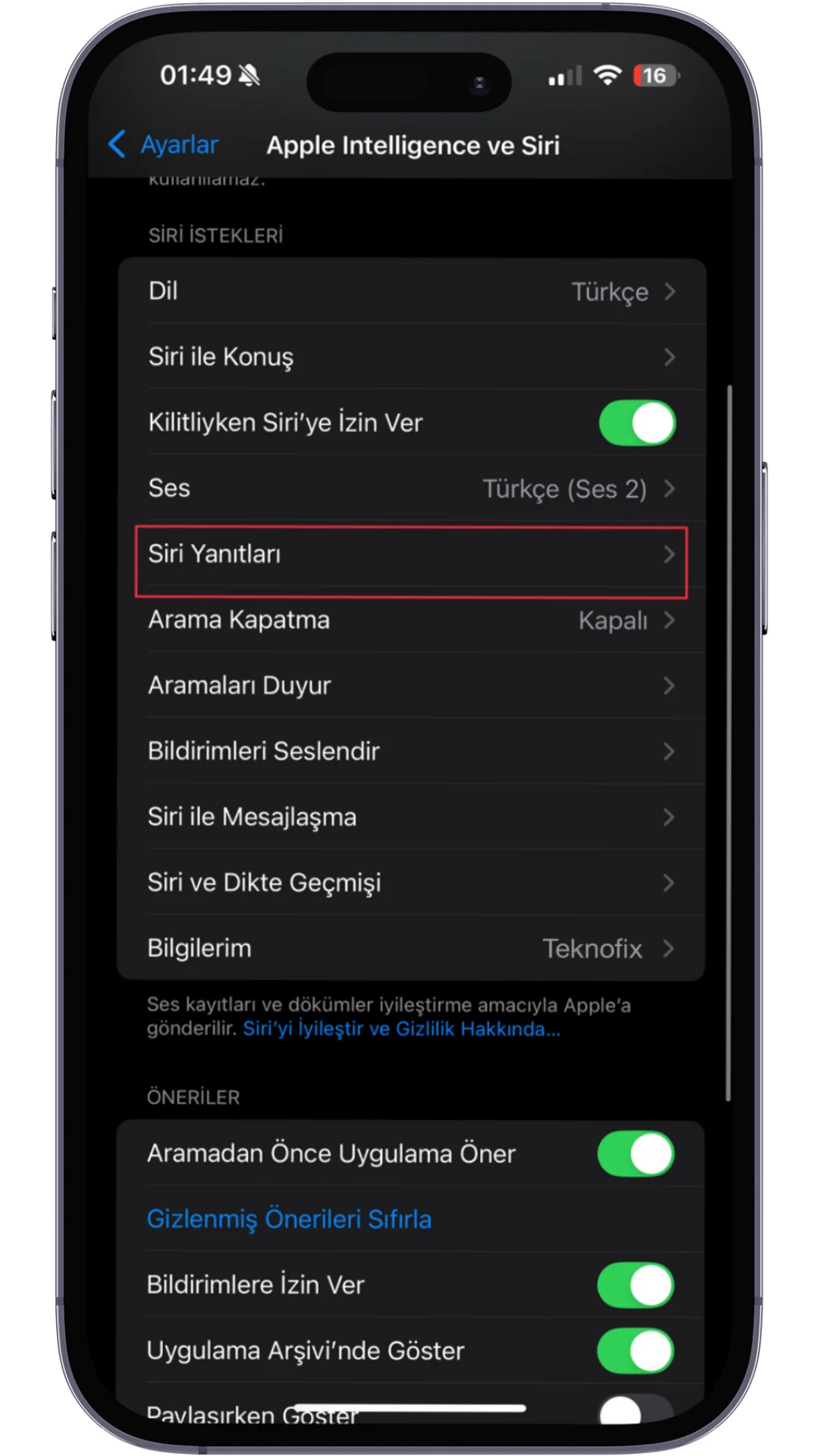 siri konuşmuyor