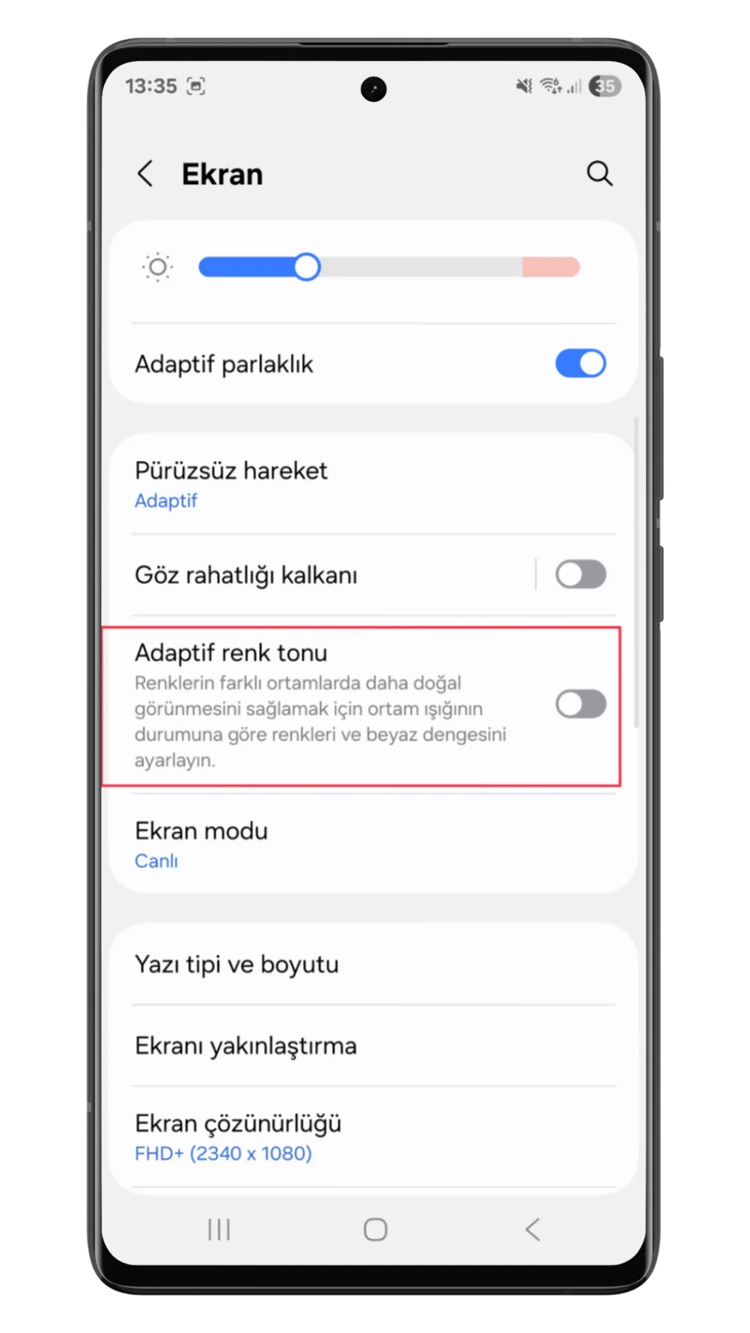 adaptif renk tonu adaptif renk tonu