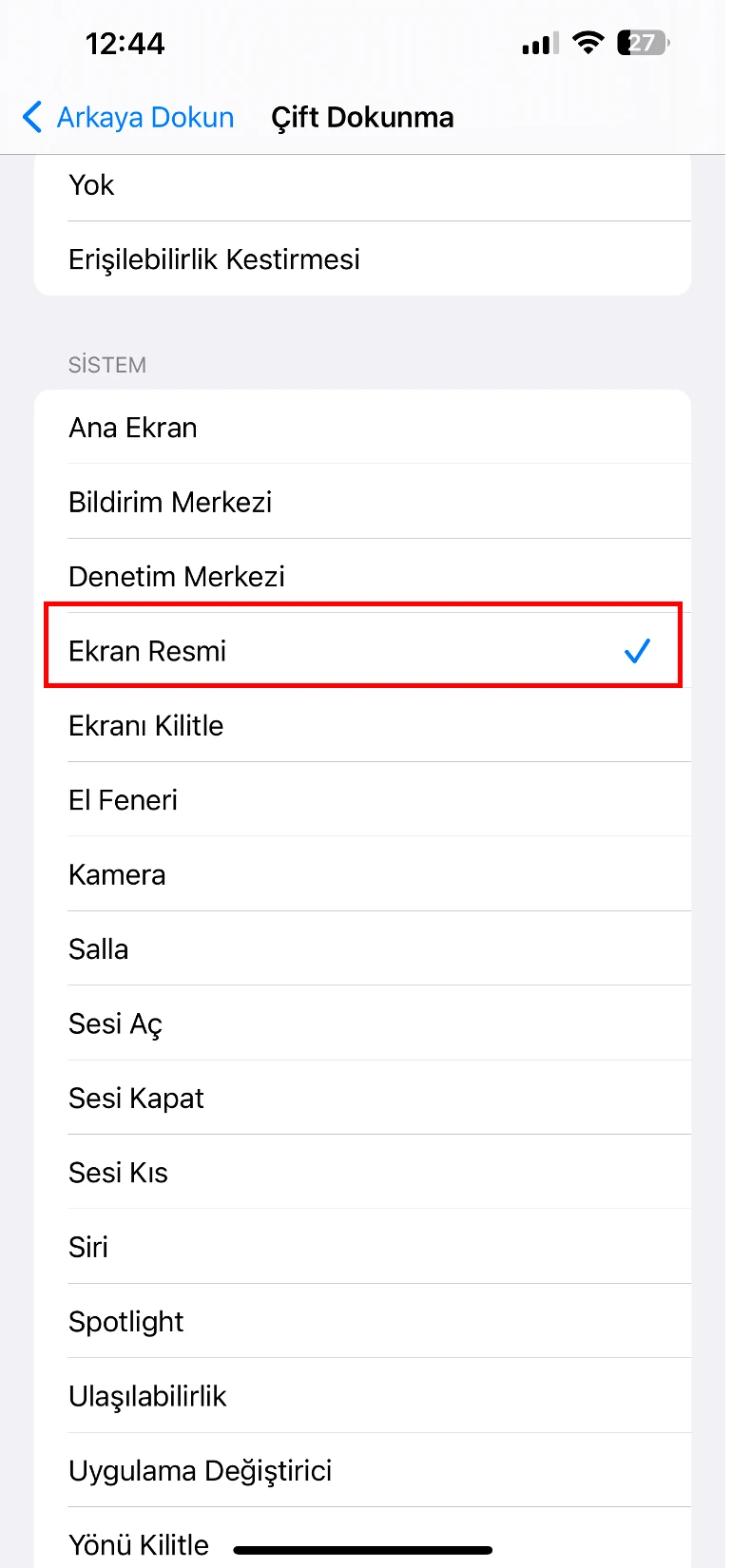 iphone arkaya dokun ekran resmi al