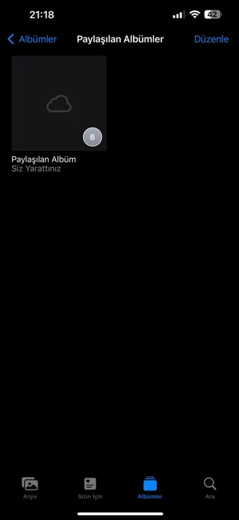 iphone paylaşılan album