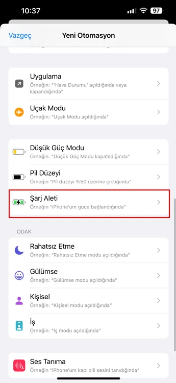 iphone şarja takınca konuşma özelliği