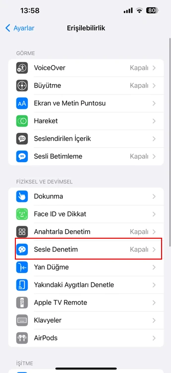 iphone sesle ekran kaydırma